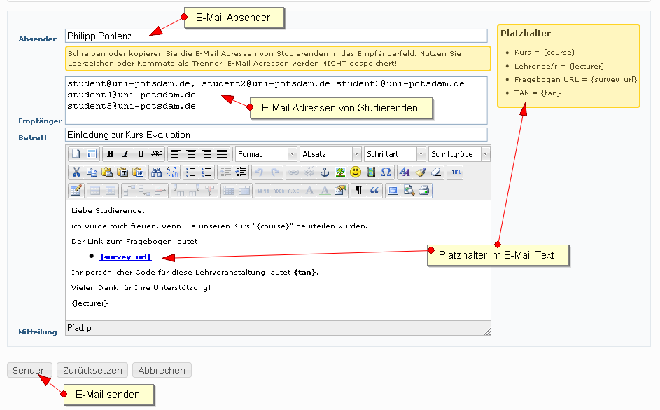 E-Mails senden E-Mails senden